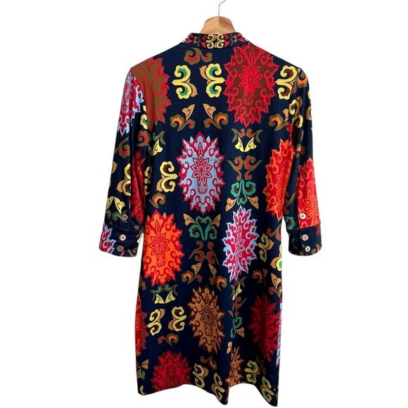 Gretchen Scott Jersey Mandarin Dress Size S Resort Maximalist Preppy Travel - Picture 3 of 8